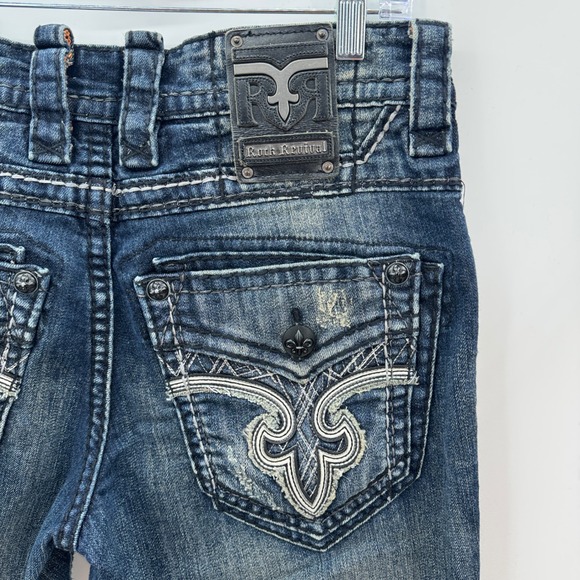 Rock Revival Denim Jeans Distressed Ripped Blue Mens Size 31 Straight - Picture 10 of 16